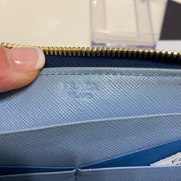 Authentic Prada Long Blue Saffiano Leather Wallet Luxury Designer - Picture 7 of 14